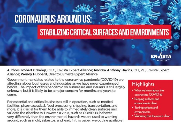 Coronavirus Around Us: Stabilizing Critical Surfaces and Environments