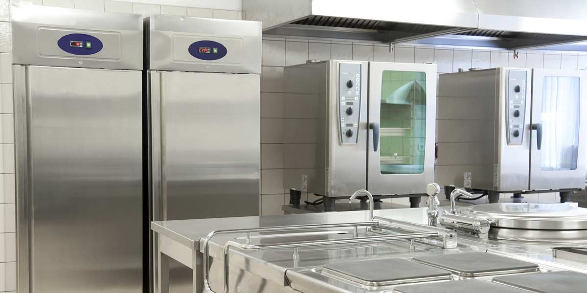 Empty restaurant kitchen with professional equipment