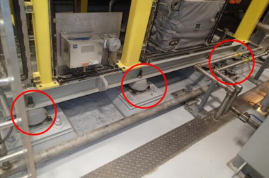 Conical Vibration Isolation Mounts Beneath A Turbine Generator Skid