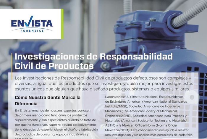 Investigaciones de Responsabilidad Civil de Productos