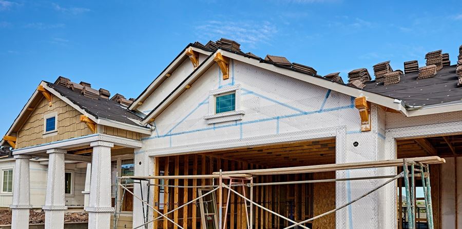 Home building industry house prep for stucco and tile roofing