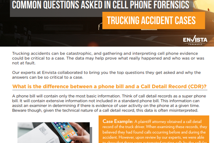 Common Questions Asked in Cell Phone Forensics Trucking Accident Cases