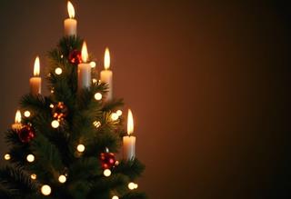 Festive Christmas Tree Adorned With Glowing Candles