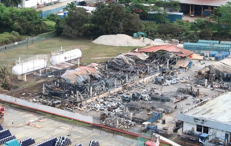 cylinder gas filling plant fire