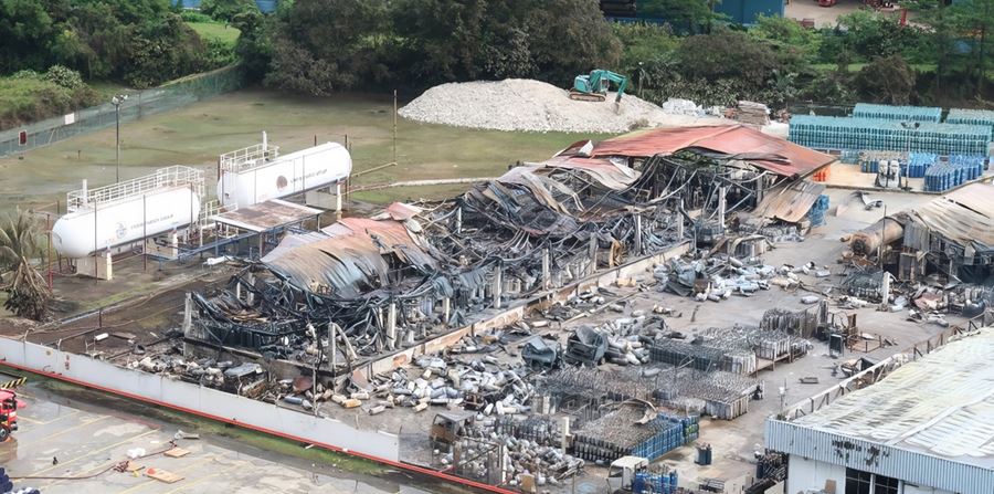 cylinder gas filling plant fire