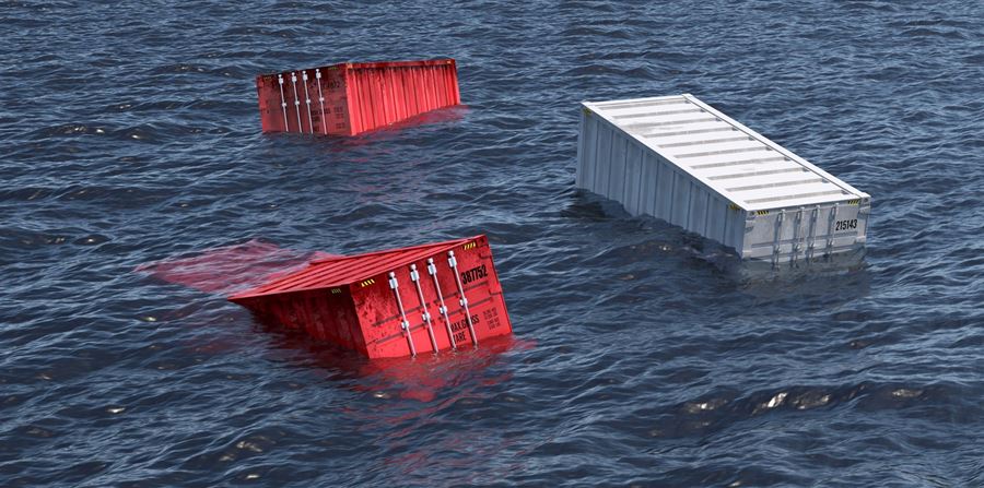 Sea Container Fallen In The Sea Stock Photo