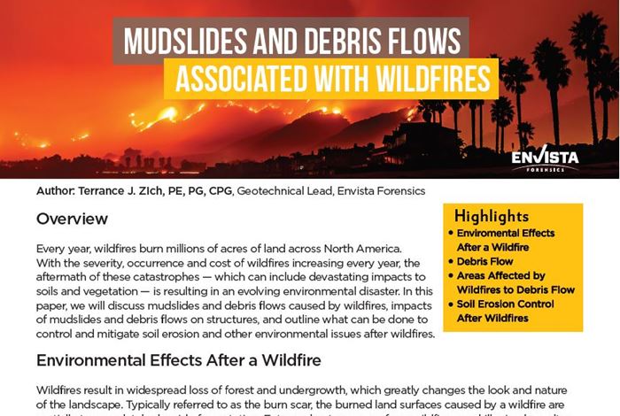 Mudslides and Debris Flows Associated with Wildfires