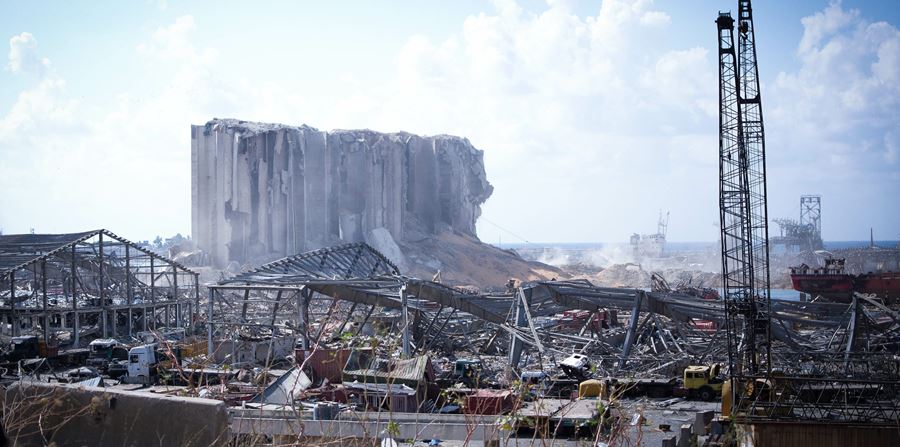 Broken buildings that are destroyed from Beirut's port explosion