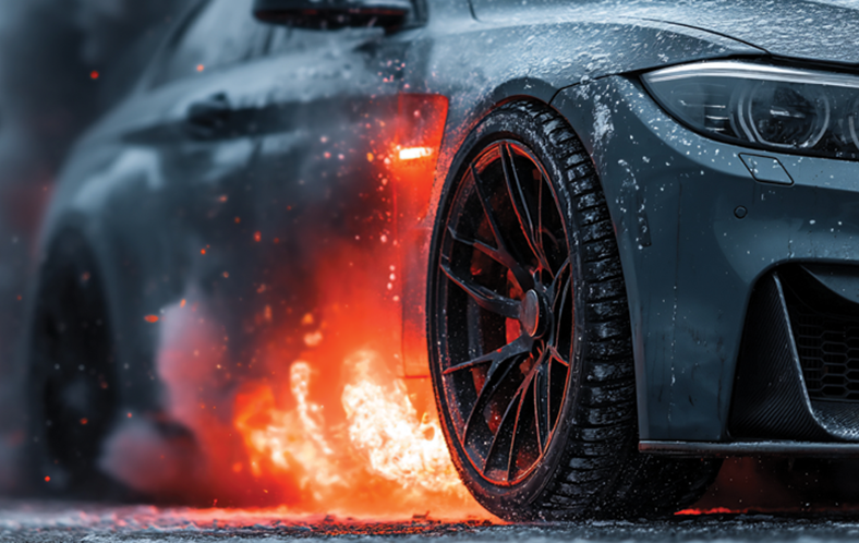 blazing fast car on a winter road