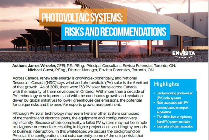 Photovoltaic Systems: Risks and Recommendations