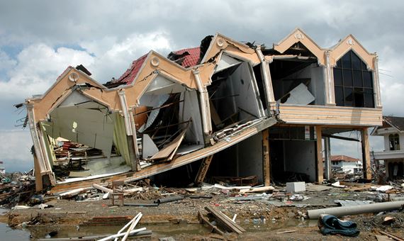 Damaged Home After Tsunami And Earthquake