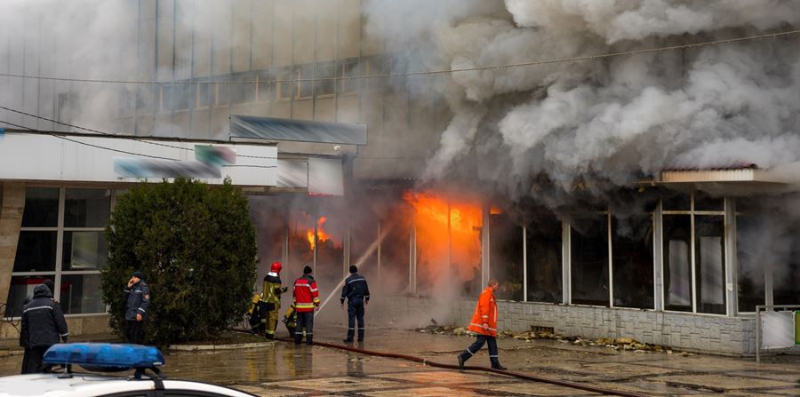 smoky fire scene