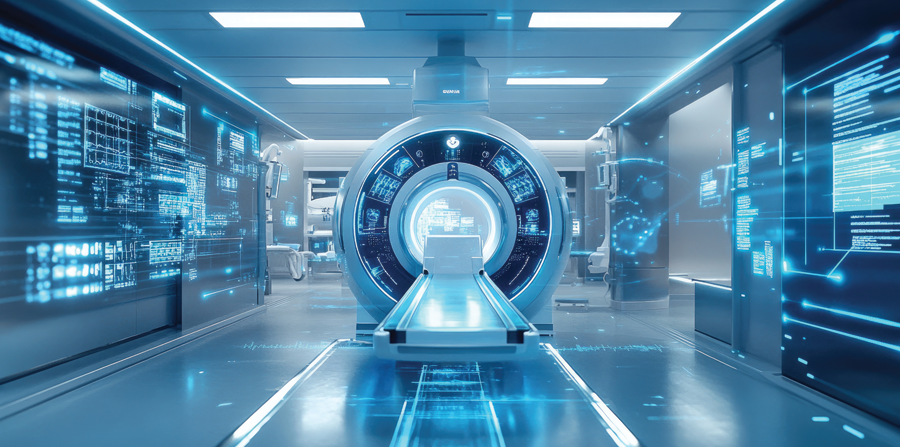 futuristic medical imaging center with advanced technology
